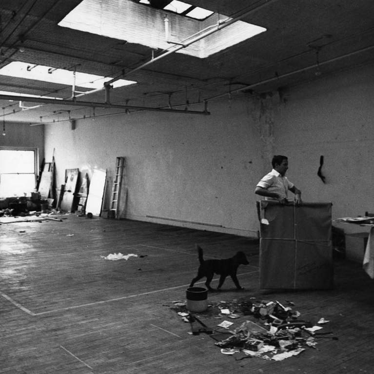 Rauschenberg in studio