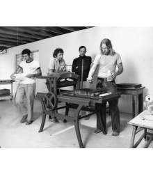 Untitled Press print shop. Rauschenberg with Cy Twombly & Bob Petersen