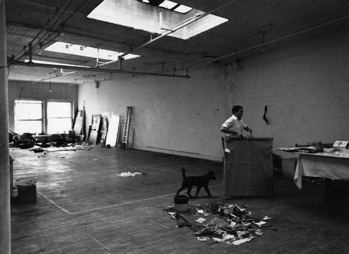 Rauschenberg in studio