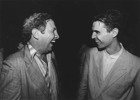 Rauschenberg and David Byrne at a Talking Heads concert, New York, 1983. Photo: Terry Van Brunt